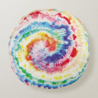 Almofada Redonda  Tie Dye Swirl. Padrão de Tiedye Invisível. Tecido