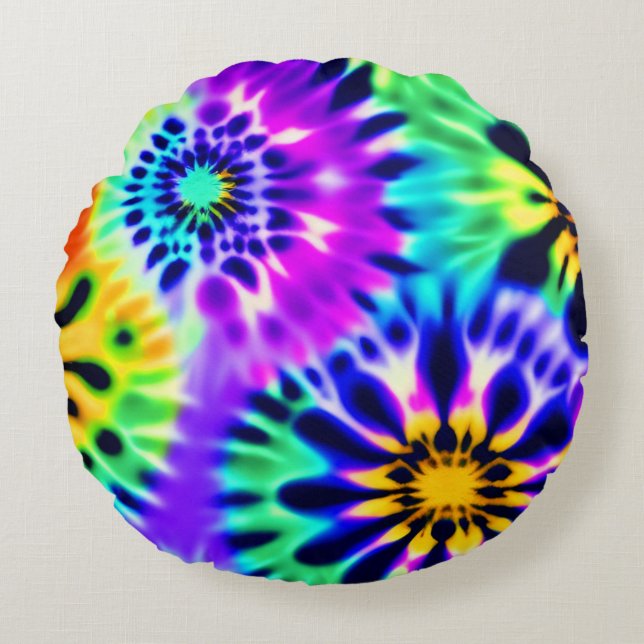 Almofada Redonda Tie Dye Swirling Pattern Design (Frente)