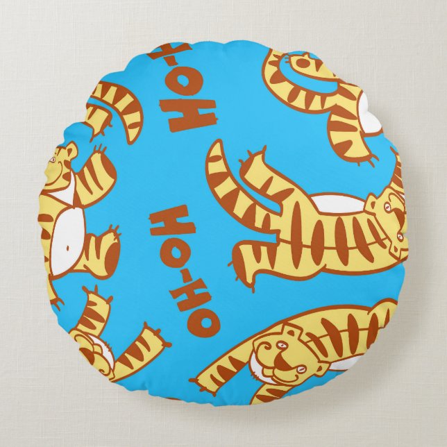 Almofada Redonda Tiger Cubs Cartoon: Engraçado Sem Olho. (Frente)