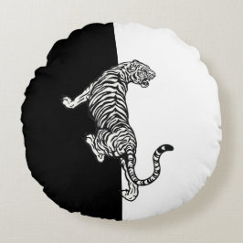 Almofada Redonda Tigre Preto e Branco