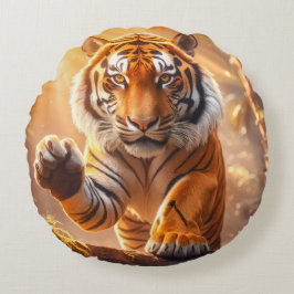 Almofada Redonda Tigre - Tigre do Ouro