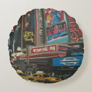 Almofada Redonda Times Square brilhante 2012 das luzes
