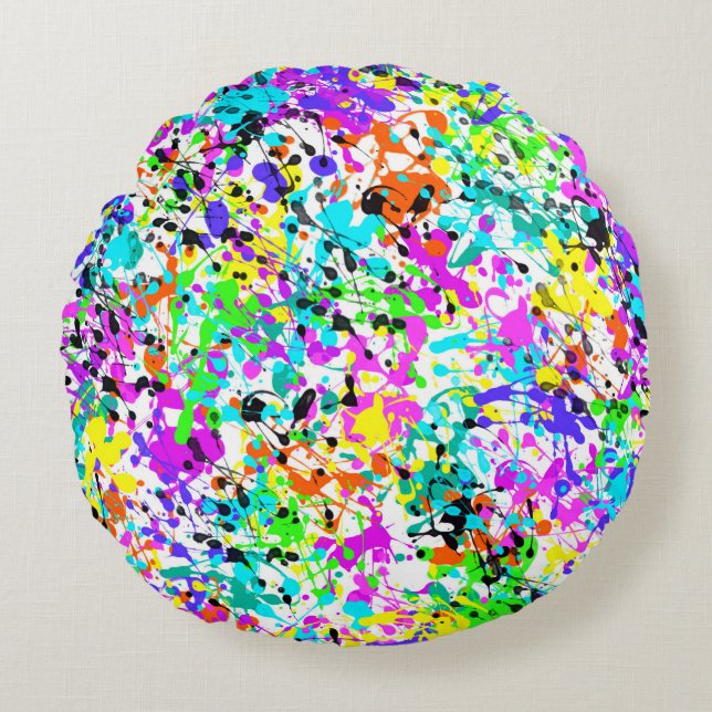 Almofada Redonda Tinta de Splatter (Frente)