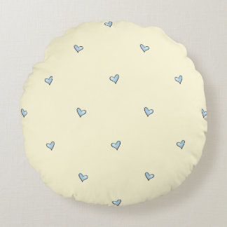 Almofada Redonda Tiny Blue Heart Print Nursery Throw Pillow - Round
