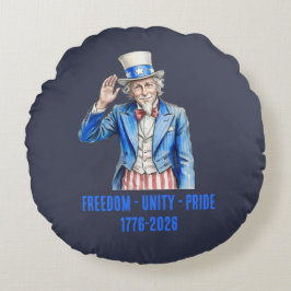 Almofada Redonda Tio Sam Feliz 4 de Julho Patriótico