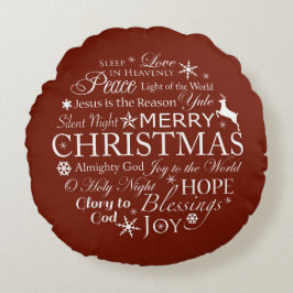 Almofada Redonda Tipografia das Palavras de Natal