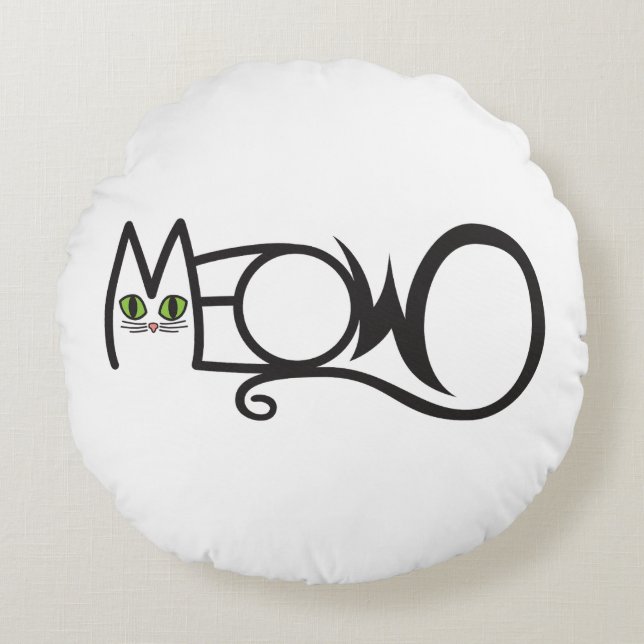 Almofada Redonda Tipografia Gato Mia (Frente)