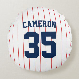 Almofada Redonda Tiras de Baseball Jersey de Cores Totalmente Edit