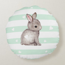 Almofada Redonda Tiras de mint cinza coelho travesseiro