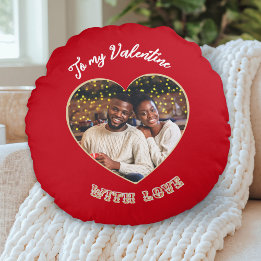 Almofada Redonda To My Valentine | Custom Photo Heart Red