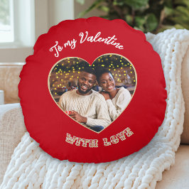 Almofada Redonda To My Valentine | Custom Photo Heart Red