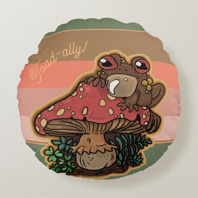 Almofada Redonda Toad-allyToadstool Toad (Frente)