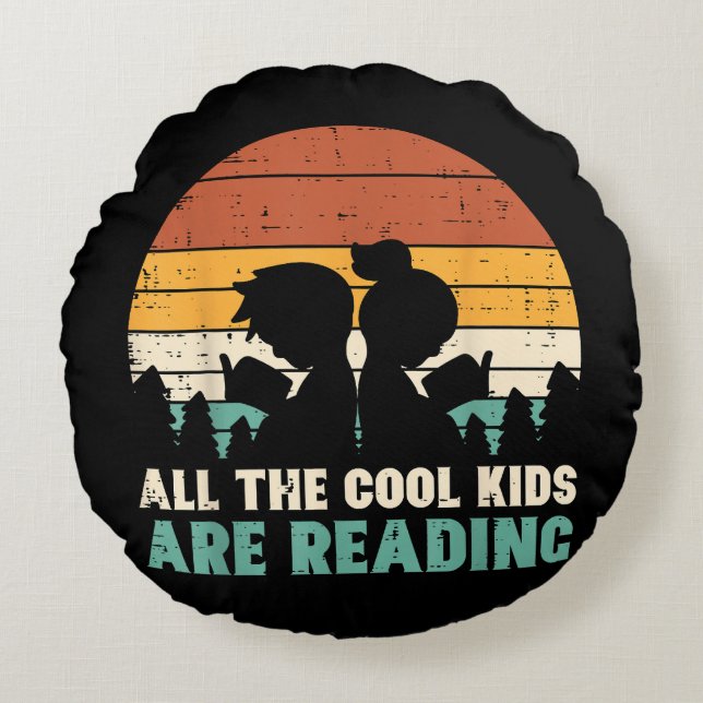 Almofada Redonda Todas As Crianças Estão Lendo Retro Leitura Livro  (Frente)