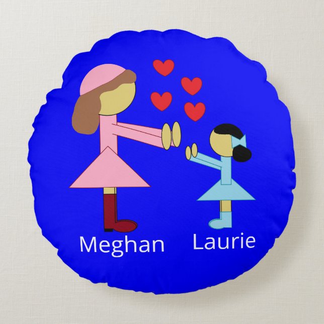 Almofada Redonda Todas as crianças precisam de amor: azul (Frente)