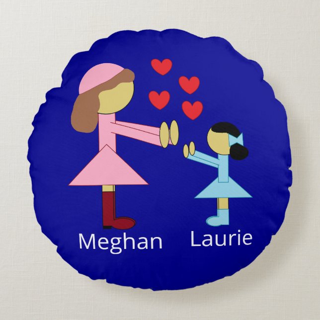 Almofada Redonda Todas as crianças precisam de amor: azul escuro (Frente)