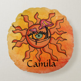 Almofada Redonda Todos os Raios de Cogumelo Vendo Sol