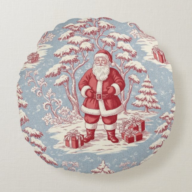 Almofada Redonda Toile de Natal  (Frente)