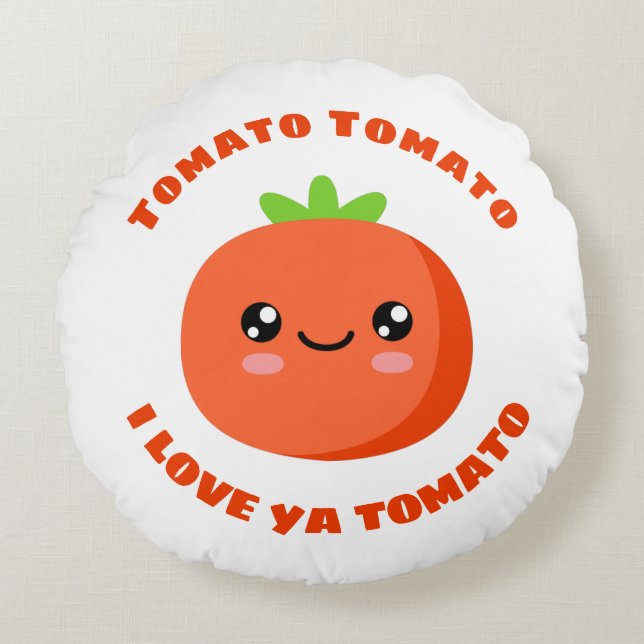 Almofada Redonda Tomato de tomate eu te amo Tomato (Frente)