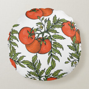 Almofada Redonda Tomato Vintage: Ilustração do Mercado de Fazendas.