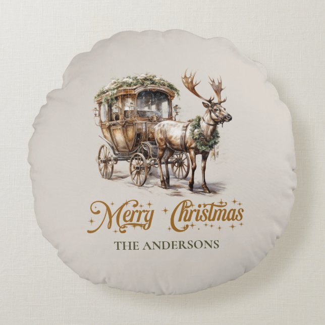 Almofada Redonda Toneladas de terra neutra verdes e de ouro (Frente)