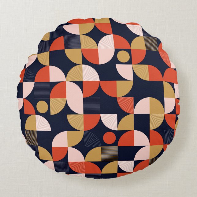 Almofada Redonda Trabalho de arte de geometria de formas simples es (Frente)