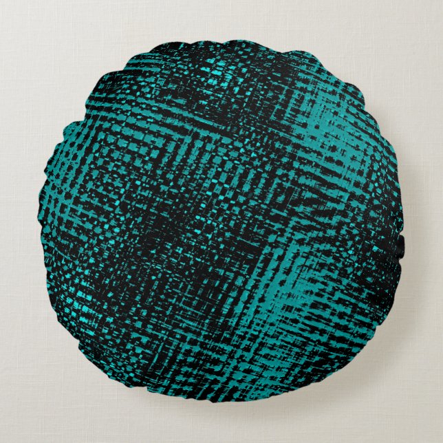 Almofada Redonda Traços cinza-verdes escuros atravessando estalos c (Frente)