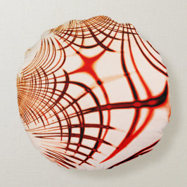 Almofada Redonda Traços curvos em castanho-vermelho cruzado, efeito