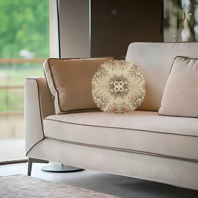 Almofada Redonda Tradições Florais De Algodão (Criador carregado)