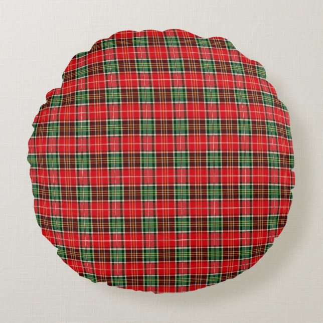 Almofada Redonda Traditional Christmas Plaid (Frente)