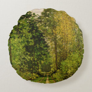 Almofada Redonda Trajeto arborizado de Claude Monet