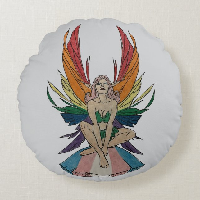 Almofada Redonda Transgender Faerie  (Frente)