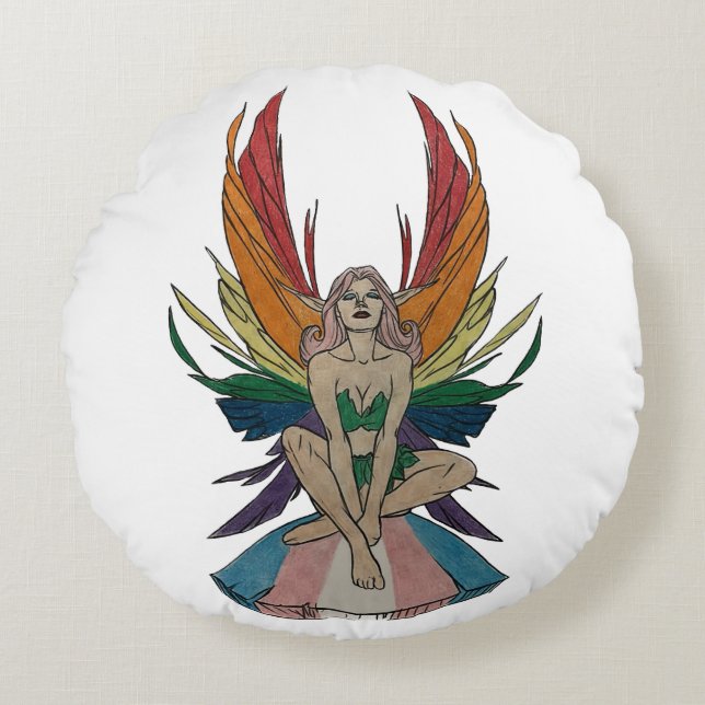 Almofada Redonda Transgender Faerie (Frente)