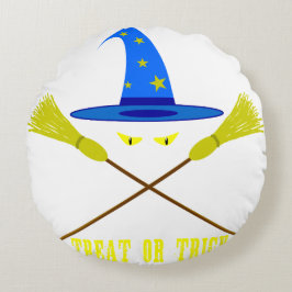 Almofada Redonda Tratamento De Halloween Ou Preto De Truque