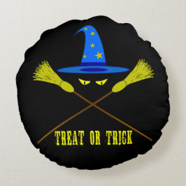 Almofada Redonda Tratamento De Halloween Ou Preto De Truque