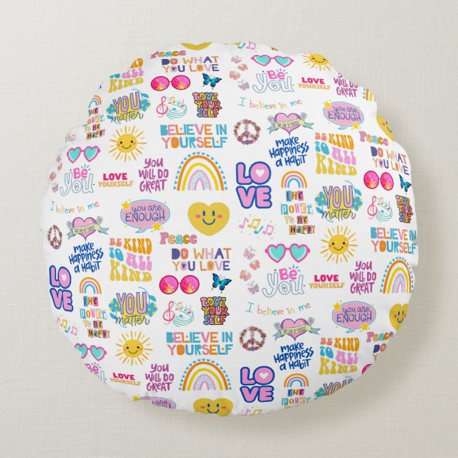 ALMOFADA REDONDA TRAVESSEIRO AFIRMAÇÕES (Frente)