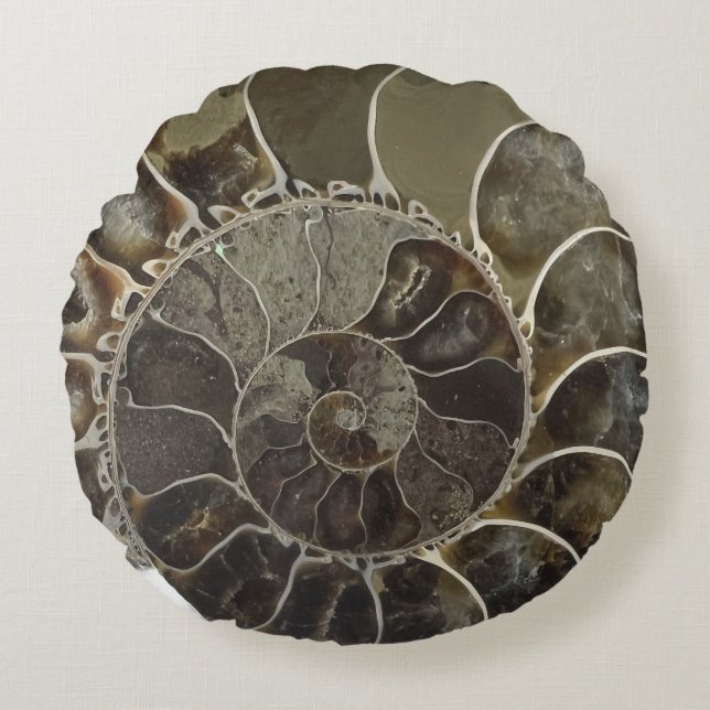 Almofada Redonda Travesseiro Amber Crystal Nautilus Shell (Frente)