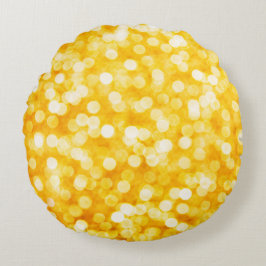 Almofada Redonda Travesseiro Arredondado de Bokeh Moderno Dourado