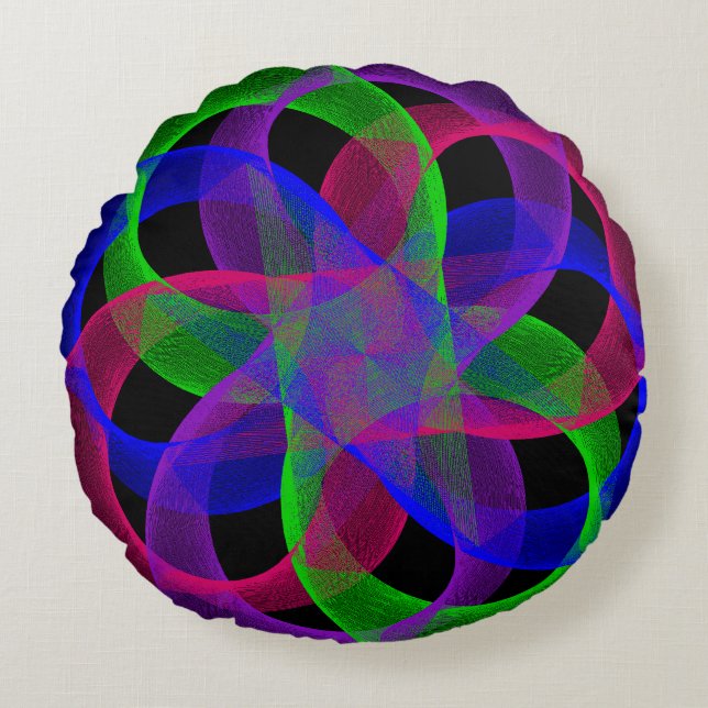 Almofada Redonda Travesseiro Arredondado Geométrico de Loop Duplo (Frente)