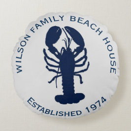Almofada Redonda Travesseiro Azul-Navy Cinza Redondo de Casa de Pra