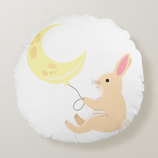 Almofada Redonda Travesseiro Balão Bunny & Moon (Frente)
