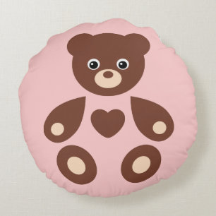 Almofada Redonda Travesseiro Bebê do Urso Rosa Teddy Monograma