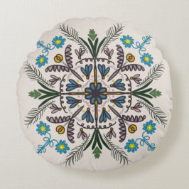 Almofada Redonda Travesseiro Boêmia Mandala Colorida Botânica Redon