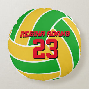 Almofada Redonda Travesseiro Brasil do time de voleibol amarelo ver