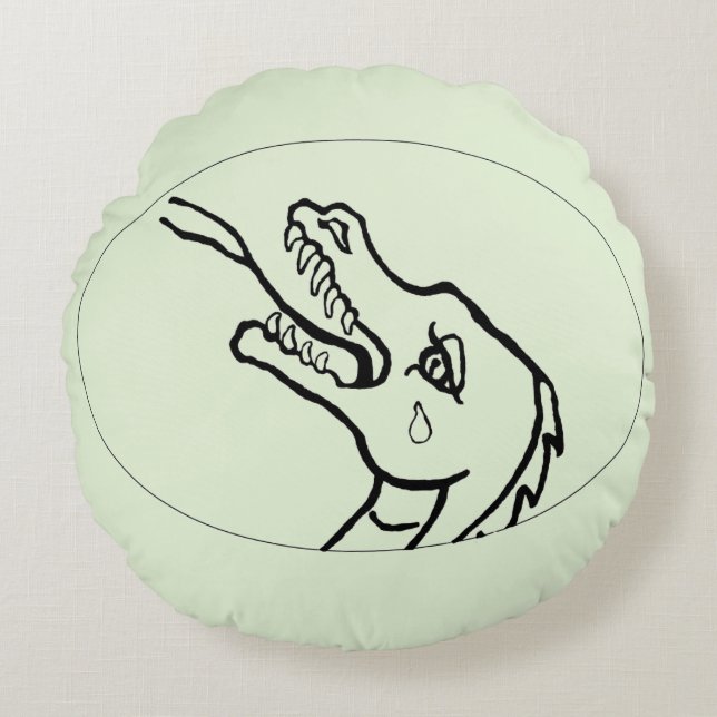 Almofada Redonda Travesseiro - Cabeça do Dragão para Cor (Frente)