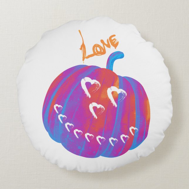 Almofada Redonda Travesseiro circular Pumpkin Psicodélico (Verso)