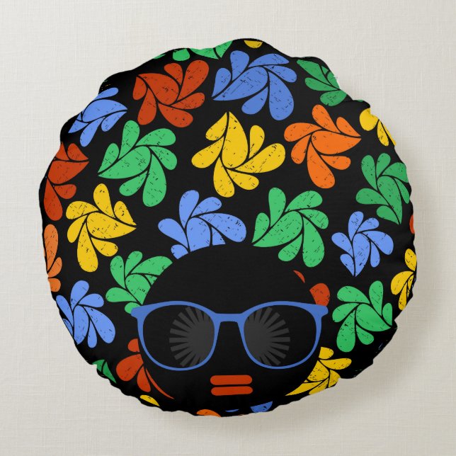 Almofada Redonda Travesseiro Colorida Afro Love (Verso)