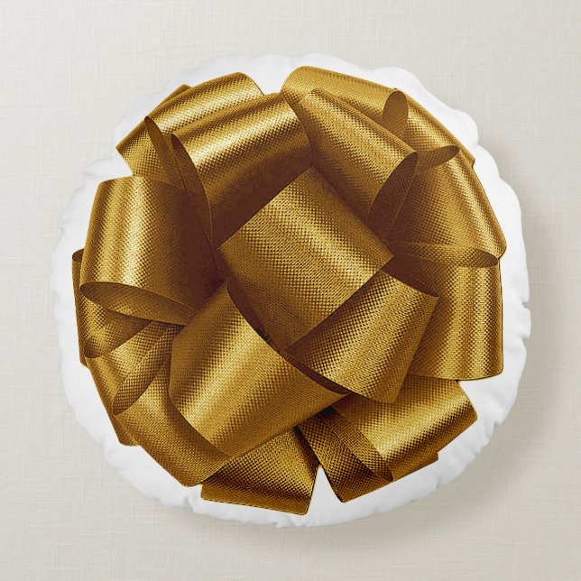 Almofada Redonda Travesseiro com Laço Dourado (Frente)