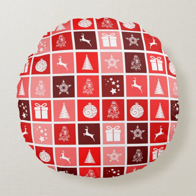 Almofada Redonda Travesseiro da hora de Natal (Frente)