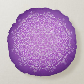 Almofada Redonda Travesseiro Da Meditação Violet Om Mandala