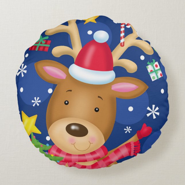 Almofada Redonda Travesseiro da rena (Verso)